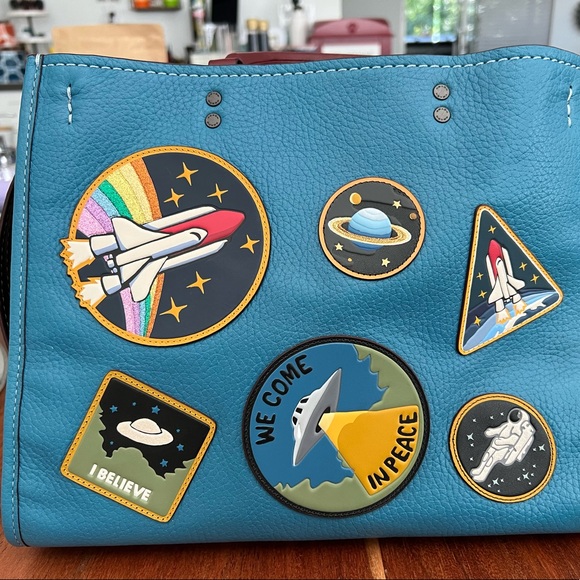 LIKE NEW WITH TAGS Coach NASA Rogue Bag blue leather - Picture 2 of 11